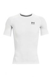T-shirt de compression à manche courte Under Armour HeatGear Blanc pour homme. Białe t-shirty męskie Under Armour, l, bez wzorów, z elastanu, bez kołnierzyka. Za 177.80 zł.