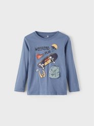NAME IT Bluzka 13205201 Granatowy Regular Fit. Niebieskie t-shirty dla chłopców Name it, bez wzorów, z bawełny, bez ramiączek. Za 84.99 zł.