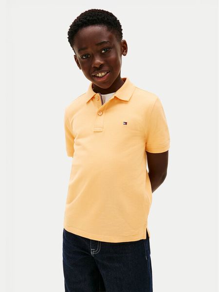 Tommy Hilfiger Polo KB0KB09103 Pomarańczowy Regular Fit. Brązowe t-shirty dla chłopców Tommy Hilfiger, bez wzorów, z bawełny, bez ramiączek. Za 138.99 zł.