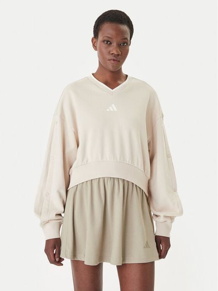 Adidas Bluza Stadium JY6969 Beżowy Loose Fit. Brązowe bluzy damskie Adidas, m, bez wzorów, z bawełny, bez kaptura. Za 196.99 zł.