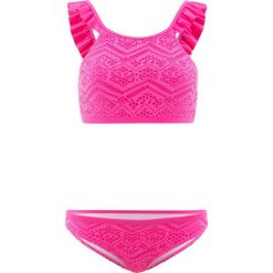 Bikini z biustonoszem bustier (2 części) bonprix różowy. Czerwone bikini damskie bonprix, w koronkowe wzory. Za 79.99 zł.