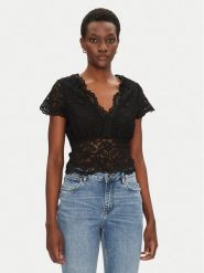 Morgan Bluzka 241-DANSA Czarny Slim Fit. Czarne bluzki damskie Morgan, m, bez wzorów, z syntetyku, bez kołnierzyka, bez ramiączek. Za 126.63 zł.