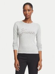 Guess Sweter W6BR53 Z1454 Szary Regular Fit. Szare swetry damskie Guess, s, z aplikacjami, z wiskozy, bez kołnierzyka, bez ramiączek, bez kaptura. Za 344.99 zł.