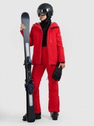 4F Spodnie narciarskie membrana 15000 damskie - czerwone S. Czerwone spodnie snowboardowe damskie 4f, na zimę, s, bez wzorów, z materiału, narciarskie, thinsulate. W wyprzedaży za 649.99 zł.