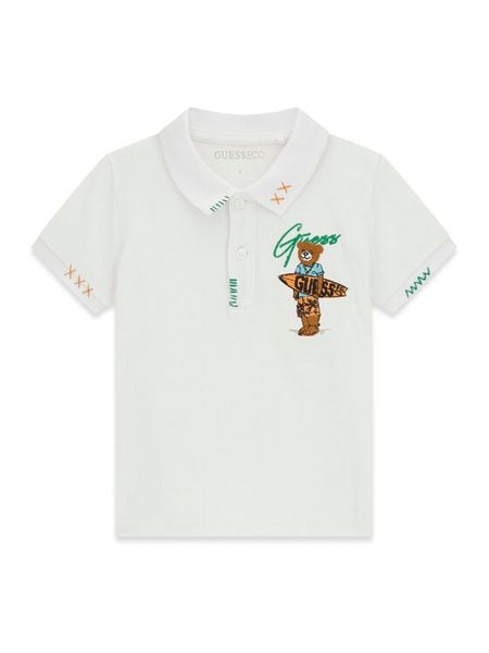 Guess Polo N6GP01 K9WF4 Biały Regular Fit. Białe t-shirty dla chłopców Guess, z aplikacjami, z bawełny, bez ramiączek. Za 154.99 zł.