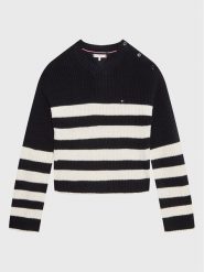 Tommy Hilfiger Sweter Nautical KG0KG07078 D Granatowy Regular Fit. Niebieskie swetry dla dziewczynek Tommy Hilfiger, bez wzorów, z syntetyku, bez kołnierzyka, bez ramiączek, bez kaptura. Za 399.99 zł.