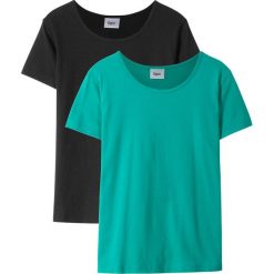 T-shirt (2 szt.) bonprix szmaragdowy + czarny. T-shirty i topy dla dziewczynek marki bonprix. Za 33.98 zł.