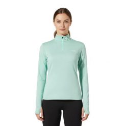 Damska koszulka 100% wełna merynosa z długim rękawem - Bjork 210 Zip. Zielone t-shirty damskie FJORK MERINO, uniwersalny, bez wzorów, z materiału, klasyczne, bez kołnierzyka. Za 299.00 zł.