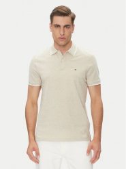 Tommy Hilfiger Polo MW0MW33140 Beżowy Regular Fit. Brązowe koszulki polo męskie Tommy Hilfiger, m, bez wzorów, z bawełny, bez ramiączek. Za 229.99 zł.