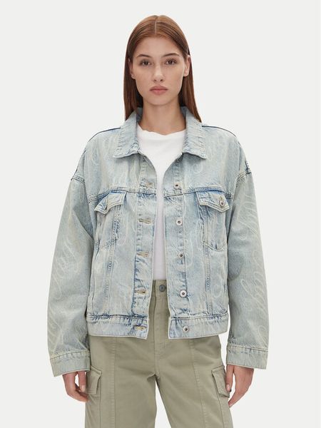 HUGO Kurtka jeansowa Lou_B 50534757 Niebieski Oversize. Niebieskie kurtki damskie Hugo, l, bez wzorów, z bawełny, bez kaptura. Za 449.99 zł.