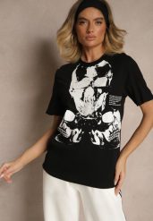 Czarna Koszulka z Bawełny Ozdobiona Wzorem Czaszki Maivelle. Czarne t-shirty i topy dla dziewczynek Renee, bez wzorów, z bawełny, bez ramiączek. Za 34.99 zł.