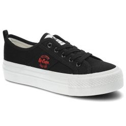 Czarne Trampki Lee Cooper Modne Buty Damskie. Czarne obuwie sportowe damskie Lee Cooper, bez wzorów, z materiału, biznesowe, bez zapięcia. Za 99.00 zł.