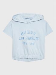 Guess Bluza J3GQ00 KA6R3 Błękitny Regular Fit. Niebieskie bluzy dla dziewczynek Guess, z aplikacjami, z bawełny, bez ramiączek, bez kaptura. Za 239.99 zł.