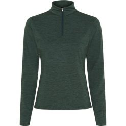 Damska techniczna koszulka polo do jazdy konnej z zamkiem błyskawicznym 1/2 Equi. Zielone koszule damskie EQUIPAGE, bez wzorów, sportowe, bez kołnierzyka, bez ramiączek. Za 246.50 zł.