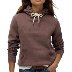 Bluza z kapturem Tonal Core. Brązowe bluzy damskie Superdry., bez wzorów, z kapturem. Za 325.60 zł.