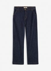 Dżinsy z szerokimi nogawkami, mid waist. Niebieskie jeansy dla dziewczynek bonprix, z jeansu, eleganckie. Za 97.99 zł.