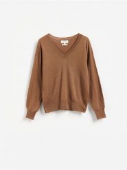 Wełniany sweter - warm olive. Zielone swetry damskie Reserved, l, bez wzorów, z wełny, bez kołnierzyka, bez ramiączek, bez kaptura. Za 219.99 zł.