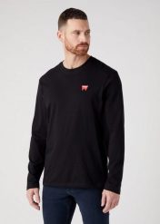 WRANGLER SIGN OFF TEE MĘSKA KOSZULKA Z DŁUGIM RĘKAWEM LONGSLEEVE BLACK 112341137 W70K011936. Czarne bluzki z długim rękawem męskie Wrangler, m, bez wzorów, bez ramiączek. Za 119.99 zł.