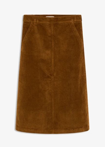Spódniczka sztruksowa midi, z mieszanki bawełny. Niebieskie spódnice damskie bonprix, bez wzorów, z bawełny, midi. Za 129.99 zł.
