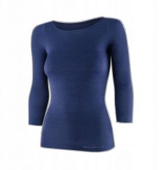 LS1628W Koszulka damska z rękawem 3/4 COMFORT MERINO granatowy L. Niebieskie t-shirty damskie Brubeck, l, bez wzorów, bez kołnierzyka. Za 247.33 zł.