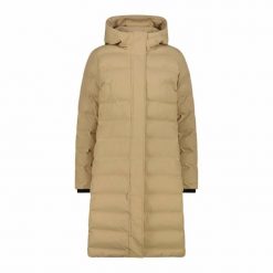 Kurtka puchowa damska z kapturem i zamkiem CMP. Brązowe kurtki damskie CMP, bez wzorów, z puchu, z kapturem. Za 549.99 zł.