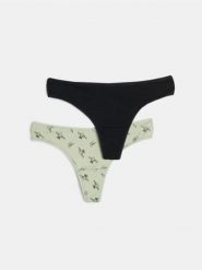 Bawełniane stringi typu tanga 2 pack - wielobarwny. Czerwone stringi damskie Sinsay, l, bez wzorów, z bawełny. Za 9.99 zł.