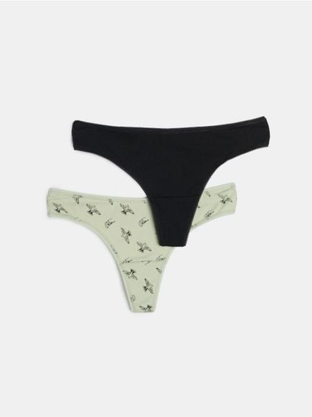 Bawełniane stringi typu tanga 2 pack - wielobarwny. Czerwone stringi damskie Sinsay, l, bez wzorów, z bawełny. Za 9.99 zł.