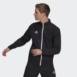 Entrada 22 Presentation Jacket. Czarne kurtki sportowe męskie Adidas, xl, bez wzorów, z materiału, do piłki nożnej. Za 127.00 zł.