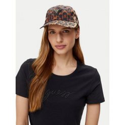 Czapka z daszkiem Guess. Brązowe czapki i kapelusze damskie Guess, z aplikacjami. Za 129.99 zł.