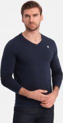 Ombre Longsleeve męski z elastanem sygnowany z dekoltem w serek - granatowy V2 OM-LSCL-0110 XL. Niebieskie bluzki z długim rękawem męskie Ombre, m, bez wzorów, z elastanu, bez kołnierzyka. Za 79.99 zł.