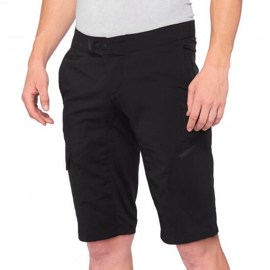 Szorty rowerowe męskie 100% Ridecamp Short. Czarne buty sportowe męskie 100%, bez zapięcia, rowerowe. Za 188.99 zł.
