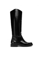 DeeZee Kozaki W4LD191801 Czarny. Czarne kozaki damskie DeeZee, z materiału, bez obcasa, na płaskiej podeszwie. Za 259.99 zł.
