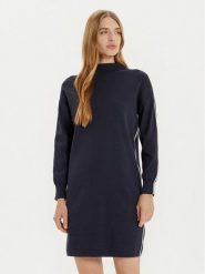 Tatuum Sukienka dzianinowa Cora T2420.198B Granatowy Relaxed Fit. Niebieskie sukienki damskie Tatuum, l, bez wzorów, z dzianiny, bez kołnierzyka, bez ramiączek. Za 249.99 zł.