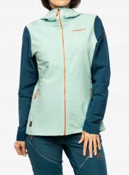 Kurtka skiturowa damska La Sportiva Descender Storm Jkt - iceberg/storm blue. Niebieskie kurtki damskie La Sportiva, bez wzorów, bez kaptura. Za 713.36 zł.