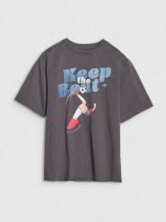 4F T-shirt oversize z nadrukiem chłopięcy - szary 128 (7-8 lat). Szare t-shirty dla chłopców 4f, bez wzorów, z bawełny, bez ramiączek. W wyprzedaży za 29.99 zł.