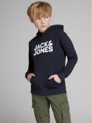 Jack & Jones Junior Bluza 12152841 Granatowy Regular Fit. Niebieskie bluzy dla chłopców Jack & Jones Junior, bez wzorów, z bawełny, bez ramiączek, bez kaptura. Za 99.99 zł.