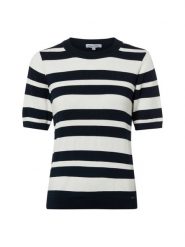 More & More koszulka z dzianiny Kobiety Sztuczne włókno niebieski|biały, 40. Białe t-shirty damskie More & More, z aplikacjami, z dzianiny, eleganckie, bez kołnierzyka. Za 179.95 zł.