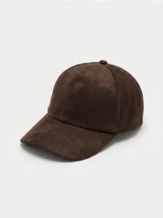 Czapka z daszkiem z imitacji zamszu - brązowy. Brązowe czapki i kapelusze damskie Sinsay, bez wzorów. Za 17.99 zł.