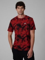 4F T-shirt regular z nadrukiem męski - czerwony XXL. Czerwone koszulki sportowe męskie 4f, m, bez wzorów, z bawełny, klasyczne, bez kołnierzyka. Za 89.99 zł.
