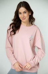 Bluza dresowa damska dłuższa 2skin I love pilates pink. Czerwone bluzy damskie 2SkIN, uniwersalny, bez wzorów, z bawełny, bez kaptura. Za 249.00 zł.