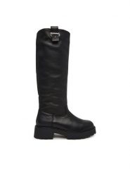 Calvin Klein Kozaki Chunky High Boot Lth Hdw HW0HW03201 Czarny. Czarne kozaki damskie Calvin Klein, ze skóry, bez obcasa, na płaskiej podeszwie. Za 899.99 zł.