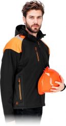 Reis Męska kurtka ochronna stójka kaptur elementy odblaskowe softshell trójwarstwowa tkanina poliester elastan czarno-pomarańczowy membrana TPU polar. Brązowe kurtki męskie Reis, l, bez wzorów, z elastanu, bez kaptura. Za 142.39 zł.
