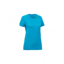 Koszulka turystyczna z krótkim rękawem MH100 damska. Niebieskie t-shirty damskie QUECHUA, z elastanu. Za 14.99 zł.