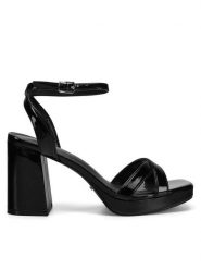 DeeZee Sandały LH24027-1 Czarny. Czarne sandały damskie DeeZee, bez wzorów, z materiału, bez obcasa, na słupku, bez zapięcia. Za 159.99 zł.