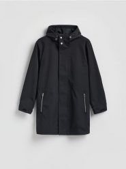 Kurtka parka z kapturem - czarny. Czarne kurtki męskie Reserved, l, bez wzorów, z kapturem. Za 299.99 zł.