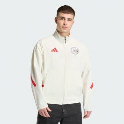 Bluza reprezentacyjna Ajax Amsterdam Z.N.E. Białe bluzy męskie Adidas, m, bez wzorów, bez kaptura, do piłki nożnej. Za 479.00 zł.