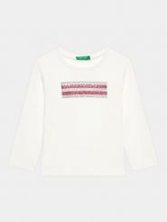 United Colors Of Benetton Bluzka 3I9WG10A3 Biały Regular Fit. Białe bluzki dla dziewczynek United Colors Of Benetton, bez wzorów, z bawełny, bez kołnierzyka, bez ramiączek. Za 39.99 zł.