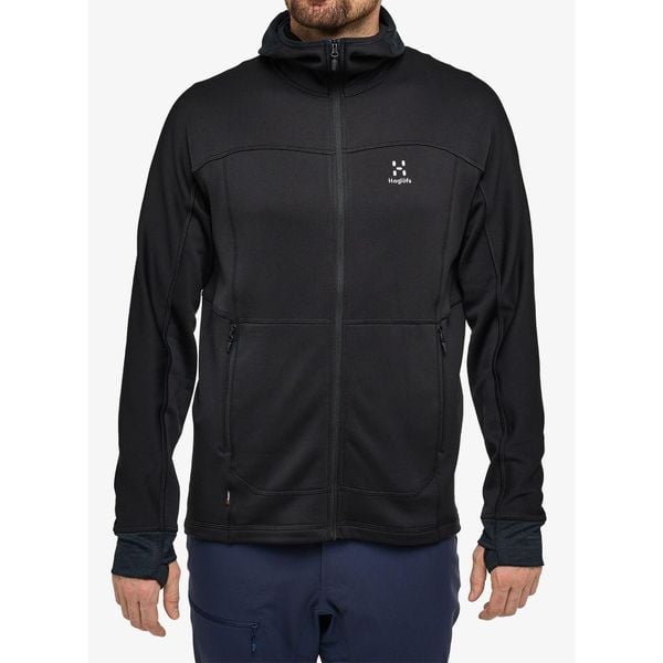 Bluza polarowa męska Haglofs Betula Hood. Czarne bluzy męskie Haglöfs, m, bez wzorów, z polaru, bez kaptura. Za 471.99 zł.