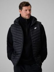 4F Bezrękawnik z wypełnieniem syntetycznym męski - czarny S. Czarne kurtki męskie 4f, m, bez wzorów, z materiału, z kapturem. Za 229.99 zł.