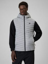 4F Bezrękawnik z wypełnieniem syntetycznym męski - szary 3XL. Szare kurtki męskie 4f, m, bez wzorów, z materiału, z kapturem. Za 229.99 zł.